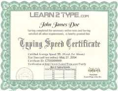 Typing Certificate Document